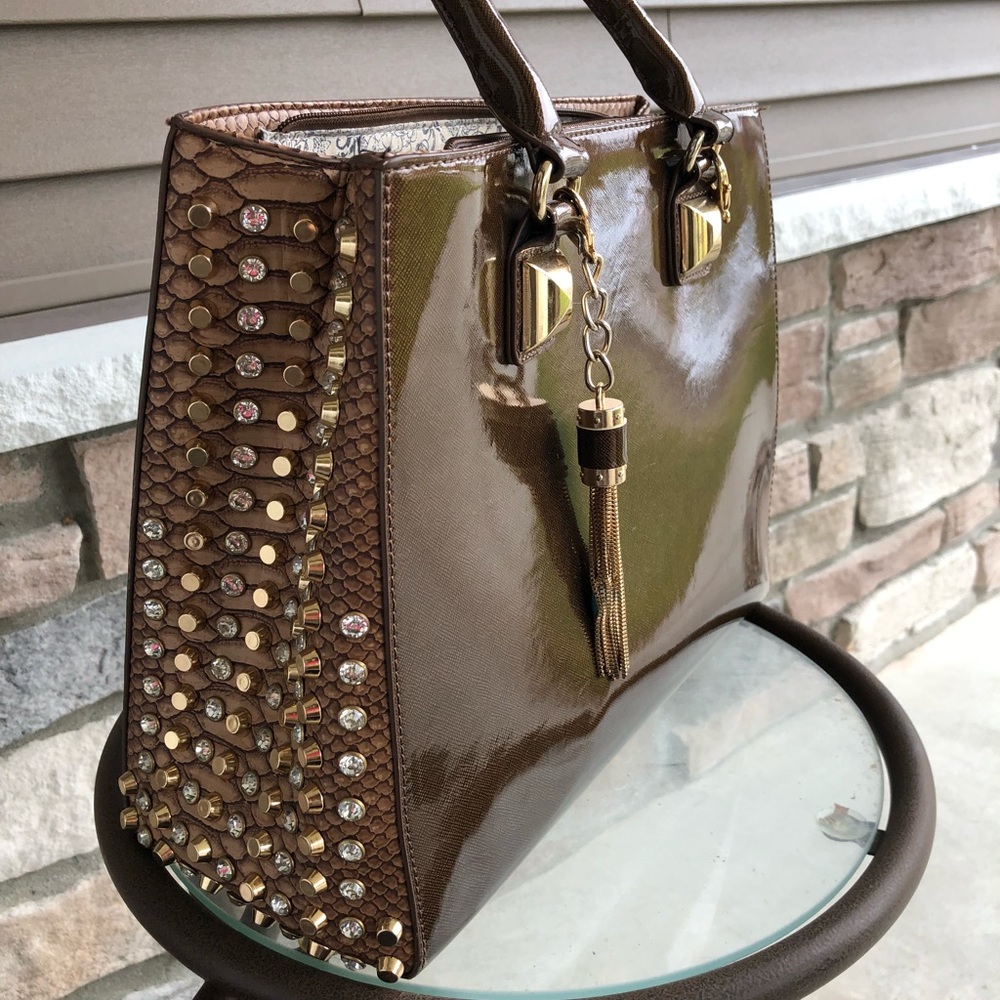 Brown Boutique Purse with Sequins - Picture 2 of 3
